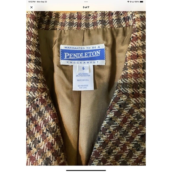 Pendleton Knockabouts Houndstooth Blazer Vintage Womens 6 USA Wool Blend - Picture 3 of 7